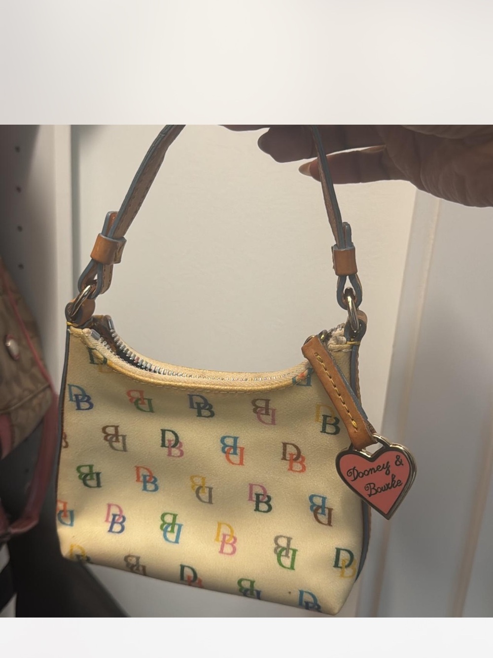 Dooney & Bourke Yellow Signature Logo Mini Bag with Heart Charm